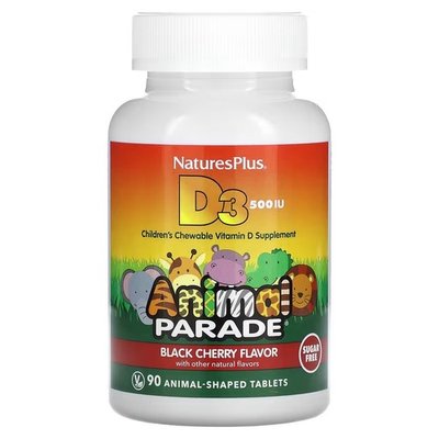 NaturesPlus Vitamin D3 500 IU Без цукру 90 таблетки у формі тварин NAP-29923 фото