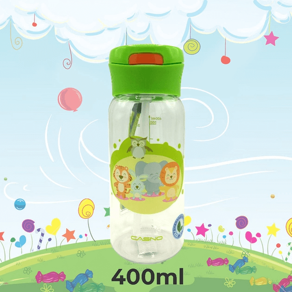 Пляшка для води CASNO 400 мл Зелена (Малята-звірята) з соломинкою KXN-1196 фото