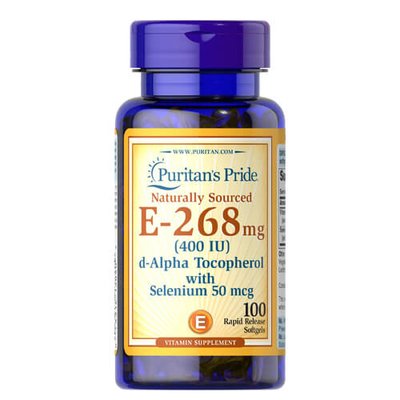 Puritan's Pride Vitamin E-with Selenium 400 IU 100 рідких капсул 3840 фото