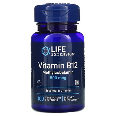 Life Extension Vitamin B12 Methylcobalamin 500 mcg 100 льодяників LEX-36110 фото