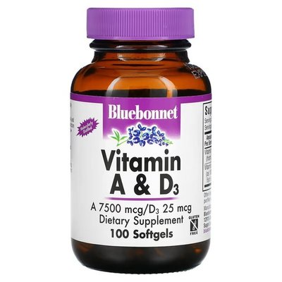 Bluebonnet Nutrition Vitamin A & D3 100 капсул BLB-00303 фото