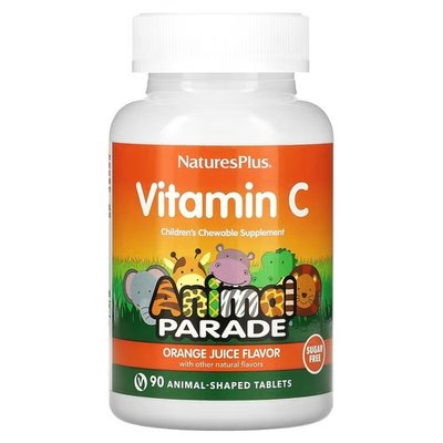 NaturesPlus Animal Parade Vitamin C (без цукру) 90 таблеткок у формі тварин NAP-29922 фото