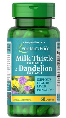 Puritan's Pride Milk Thistle & Dandelion Extract 60 капсул 21706 фото