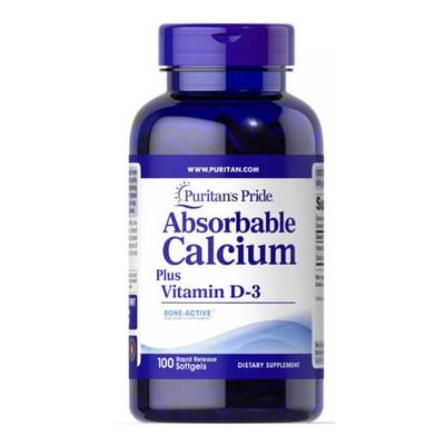 Puritan's Pride Absorbable Calcium Plus Vitamin D-3 100 softgel 905 фото