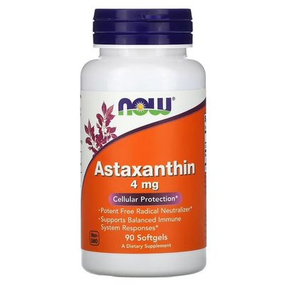 NOW Astaxanthin 4 mg 90 капсул NOW-2305 фото