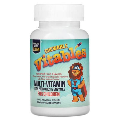 Vitables Chewable Multivitamins with Probiotics & Enzymes for Children 60 табл 1425 фото