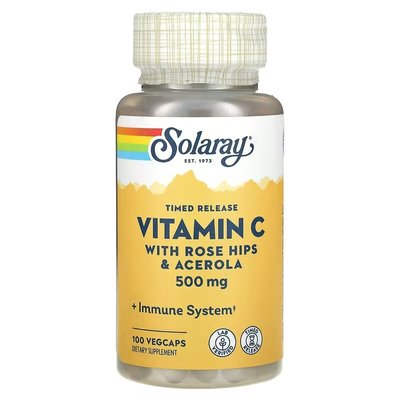 Solaray Timed Release Vitamin C 500 mg 100 рослинних капсул SOR-04400 фото