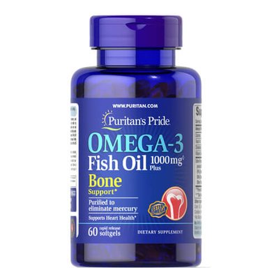 Puritan's Pride Omega-3 Fish Oil 1000 мг Plus Bone Support 60 капс 1347 фото