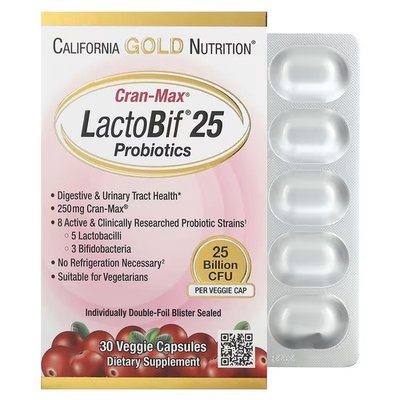 California Gold Nutrition CranMax LactoBif Probiotics 25 Billion CFU 30 капсул CGN-01334 фото