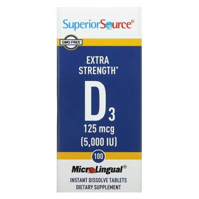 Superior Source Extra Strength D3 5000 IU 100 смоктальних таблеток 1600 фото