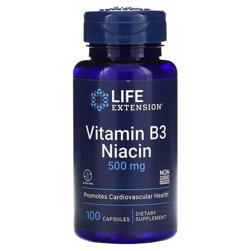 Life Extension Vitamin B3 Niacin 500 mg 100 капсул LEX-37210 фото