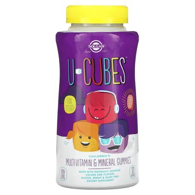 Solgar U-Cubes Childrens Multivitamin & Mineral 120 жувальних цукерок SOL-52551 фото