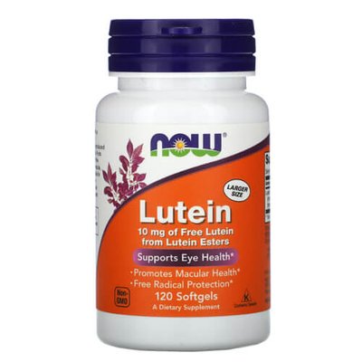 NOW Lutein 10 mg 120 капсул NOW-3057 фото