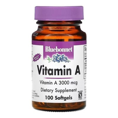 Bluebonnet Vitamin A 3,000 mcg 100 капсул BLB-00298 фото
