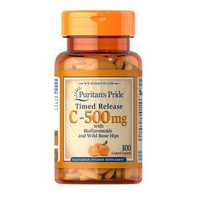 Puritan's Pride Vitamin C 500 mg with Rose Hips Time Release 100 таб. 0430 фото