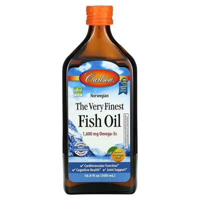 Carlson Labs Fish Oil Omega-3 1,600 mg 500 ml, Апельсин 2025-1 фото