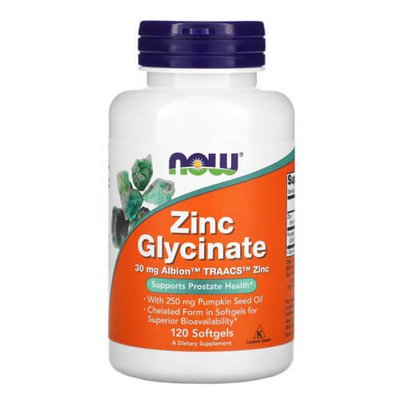 NOW Zinc Glycinate 120 капсул NOW-01554 фото