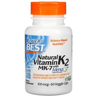 Doctor's Best Vitamin K2 MK-7 100 mcg 60 рослинних капсул DRB-00334 фото