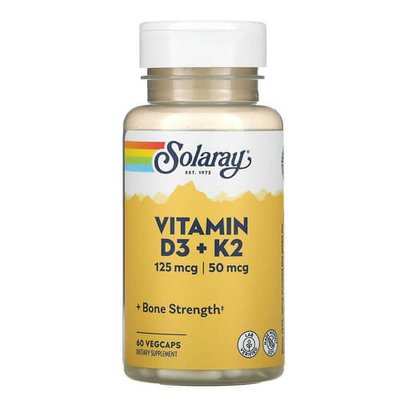 Solaray Vitamin D3 + K2 60 капс SOR-38584 фото