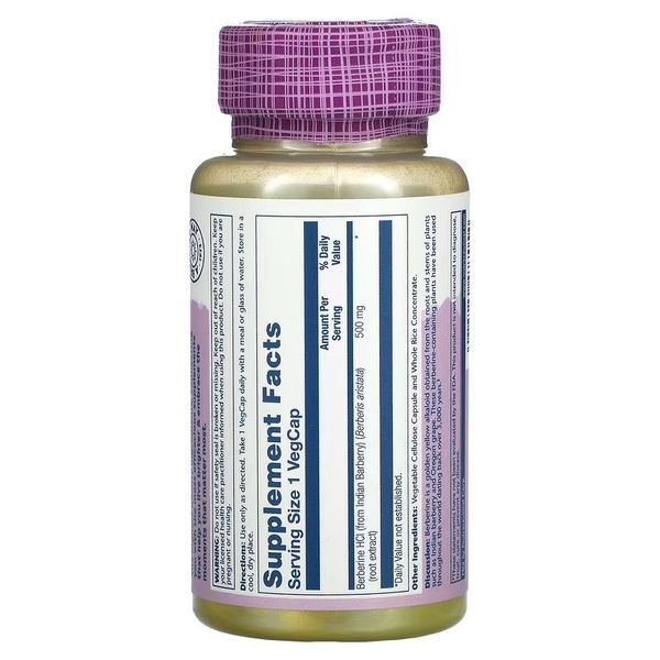 Solaray Berberine 500 mg 60 рослинних капсул SOR-47705 фото
