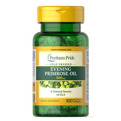 Puritan's Pride Evening Primrose Oil 500 mg with GLA 100 рідких капсул 03632 фото