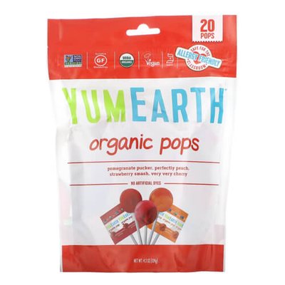 YumEarth Organic Pops Assorted Flavors 20 Pops 124 грам YUE-01626 фото