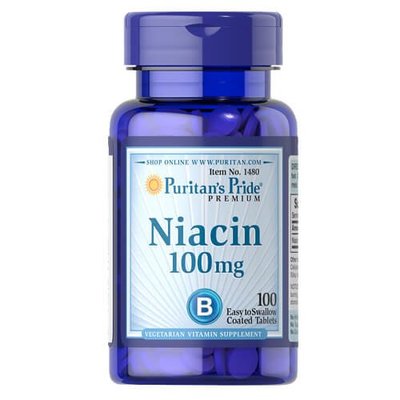 Puritan's Pride Niacin 100 mg 100 таб. 01480 фото