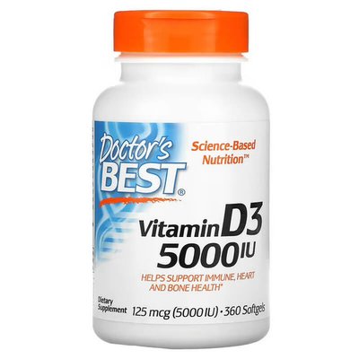 Doctor's Best Vitamin D3 125 mcg 5000 IU 360 Капсул DRB-00250 фото