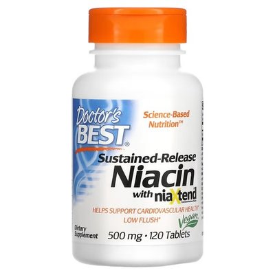 Doctor's Best Sustained-Release Niacin with niaXtend 500 mg 120 таблеток DRB-00242 фото