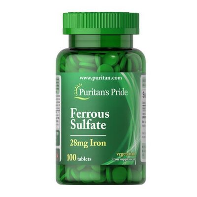 Puritan's Pride Iron Ferrous Sulfate 28 mg 100 табл 001790 фото