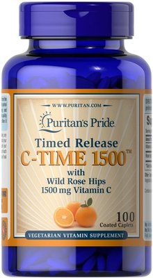 Puritan's Pride Vitamin C-1500 mg with Rose Hips Timed Release 100 таблеток 2802 фото
