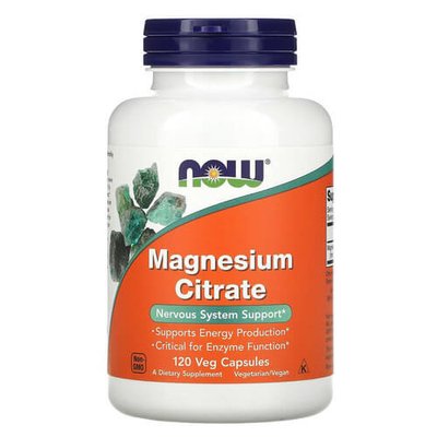 NOW Magnesium Citrate 120 рослинних капсул NOW-01294 фото