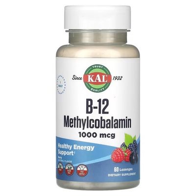 KAL B-12 Methylcobalamin Berry 1,000 mcg 60 льодяників, Ягода CAL-53575 фото