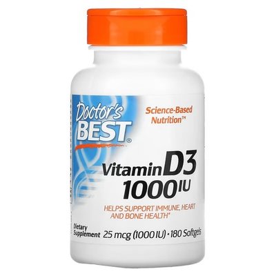 Doctor's Best Vitamin D3 25 mcg (1,000 IU) 180 капсул DRB-00209 фото