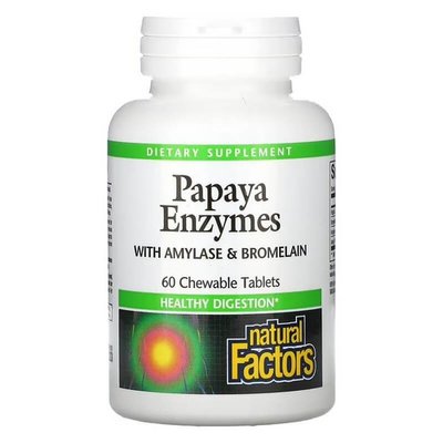 Natural Factors Papaya Enzymes 60 жувальних таблеткок NFS-01748 фото