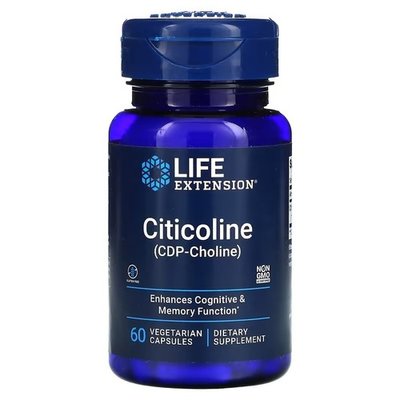 Life Extension Citicoline (CDP-Choline) 60 рослинних капсул LEX-16596 фото