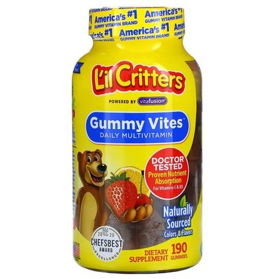 L'il Critters Gummy Vites Daily Multivitamin 190 жувальних цукерок LIL-01629 фото