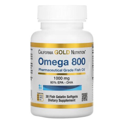 California Gold Nutrition Omega 800 80% EPA/DHA 1000 mg 30 капсул CGN-01251 фото