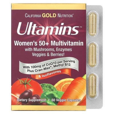 California Gold Nutrition Ultamins Women's 50+ Multivitamin 60 рослинних капсул CGN-02190 фото