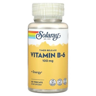 Solaray Vitamin B-6 100 mg 60 капсул SOR-12742 фото