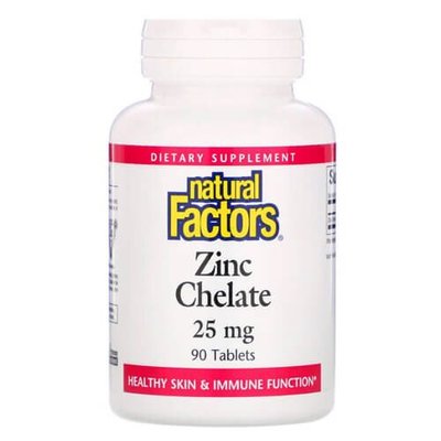 Natural Factors Zinc Chelate 25 mg 90 табл 1171 фото