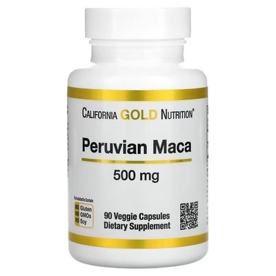 California Gold Nutrition Peruvian Maca 500 mg 90 рослинних капсул CGN-00949 фото