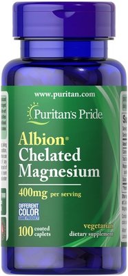 Puritan's Pride Albion Chelated Magnesium 400 mg 100 таблеток 070080 фото