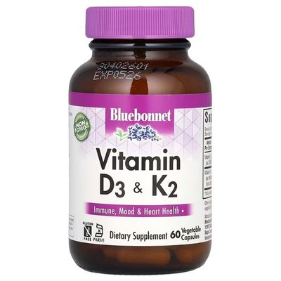 Bluebonnet Vitamin D3 & K2 60 капсул BLB-00654 фото