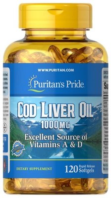 Puritan's Pride Cod Liver Oil 1000 mg 120 капсул 7743 фото
