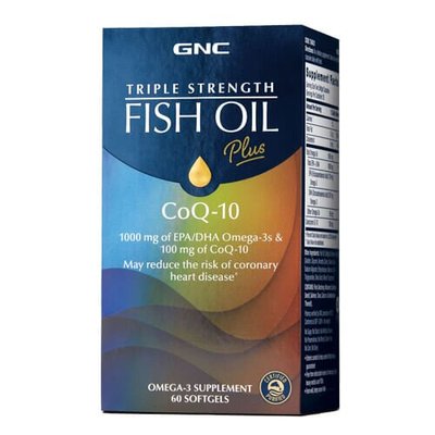 GNC Triple Strength Fish Oil Plus CoQ -10 60 рідких капсул 51641 фото