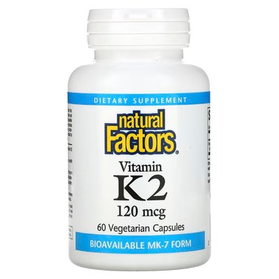 Natural Factors Vitamin K2 120 mcg 60 вегетарінських капсул 01939 фото