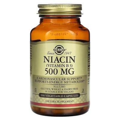 Solgar Niacin (Vitamin B 3) 500 mg 100 капсул SOL-01851 фото
