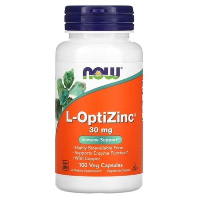 NOW L-OptiZinc 30 mg 100 капсул NOW-1510 фото