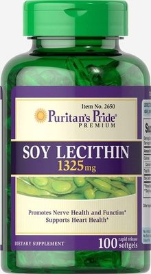 Puritan's Pride Soy Lecithin 1325 mg 100 капсул 2650 фото